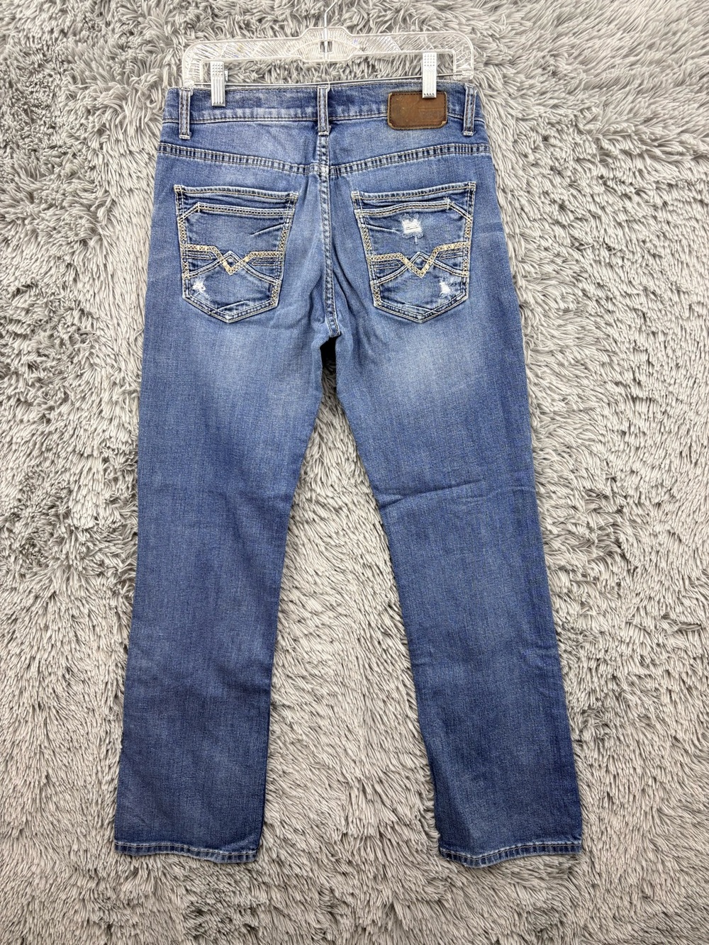 BKE Buckle Jeans Mens 32 Aiden Bootleg Bootcut Distressed Blue Denim
